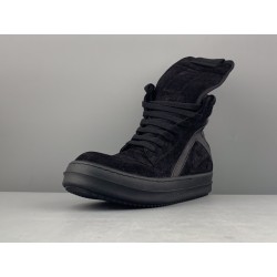 GT Rick Owens Geobasket Triple Black Suede Leather RU20F3894 LPO 999