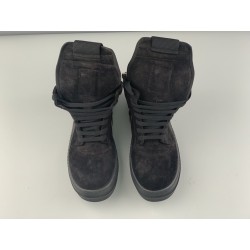 GT Rick Owens Geobasket Triple Black Suede Leather RU20F3894 LPO 999