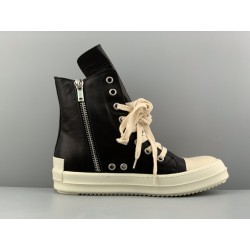 GT Rick Owens Leather High Top Black Cream RU01B1890