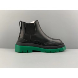 GT Bottega Veneta Tire Ankle Chelsea Boot Black Green 630297VBS501477