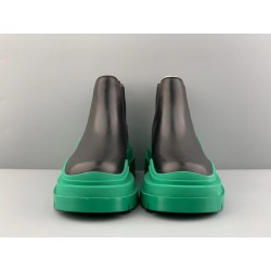 GT Bottega Veneta Tire Ankle Chelsea Boot Black Acid Turquoise 630281VBS501489