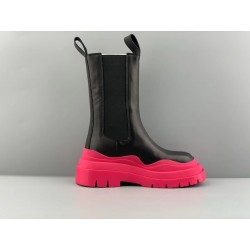 GT Bottega Veneta Tire Chelsea Boot Black Hollyhock Pink 630297VBS501491