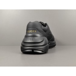 GT Gucci Rhyton Sneaker Black Leather