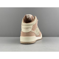 GT Fendi Match Beige Pink Leather High-Tops