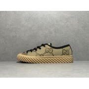 GT Gucci GG Low Camel Ebony Canvas Sneaker ‎ 703031 UKOH0 2590