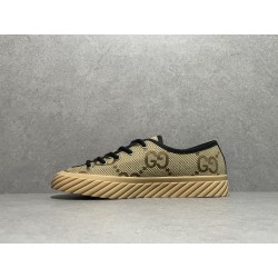 GT Gucci GG Low Camel Ebony Canvas Sneaker ‎ 703031 UKOH0 2590