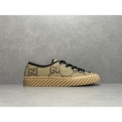 GT Gucci GG Low Camel Ebony Canvas Sneaker ‎ 703031 UKOH0 2590