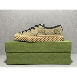 GT Gucci GG Low Camel Ebony Canvas Sneaker ‎ 703031 UKOH0 2590