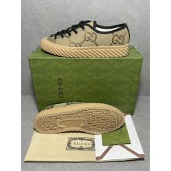 GT Gucci GG Low Camel Ebony Canvas Sneaker ‎ 703031 UKOH0 2590