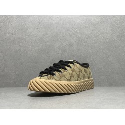 GT Gucci Low GG Camel Ebony Canvas Sneaker