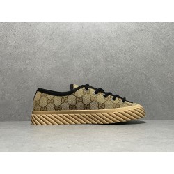 GT Gucci Low GG Camel Ebony Canvas Sneaker