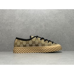 GT Gucci Low GG Camel Ebony Canvas Sneaker