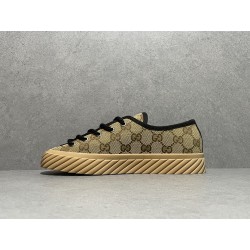 GT Gucci Low GG Camel Ebony Canvas Sneaker