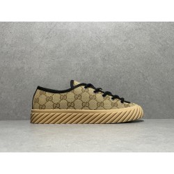 GT Gucci Low GG Camel Ebony Canvas Sneaker
