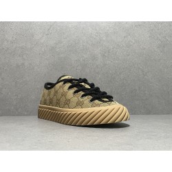 GT Gucci Low GG Camel Ebony Canvas Sneaker