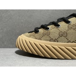 GT Gucci Low GG Camel Ebony Canvas Sneaker