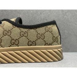 GT Gucci Low GG Camel Ebony Canvas Sneaker