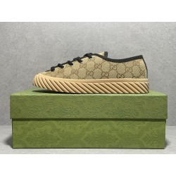 GT Gucci Low GG Camel Ebony Canvas Sneaker