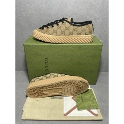 GT Gucci Low GG Camel Ebony Canvas Sneaker