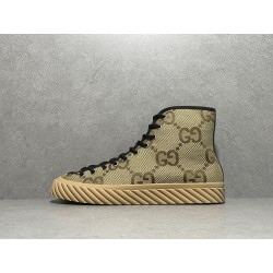 GT Gucci High Maxi GG Sneaker Camel and Ebony Canvas ‎ 703034 UKOH0 2590