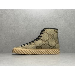 GT Gucci High Maxi GG Sneaker Camel and Ebony Canvas ‎ 703034 UKOH0 2590