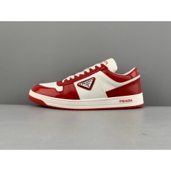 GT Prada Downtown Leather Sneakers White Lacquer Red 2EE364_3LKG_F0O3N