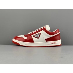 GT Prada Downtown Leather Sneakers White Lacquer Red 2EE364_3LKG_F0O3N