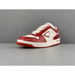 GT Prada Downtown Leather Sneakers White Lacquer Red 2EE364_3LKG_F0O3N