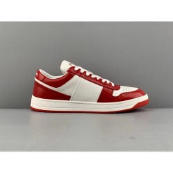 GT Prada Downtown Leather Sneakers White Lacquer Red 2EE364_3LKG_F0O3N