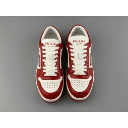 GT Prada Downtown Leather Sneakers White Lacquer Red 2EE364_3LKG_F0O3N