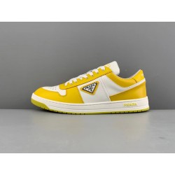 GT Prada Downtown Leather Sneakers White Sun Yellow  2EE364_3LKG_F0A7U