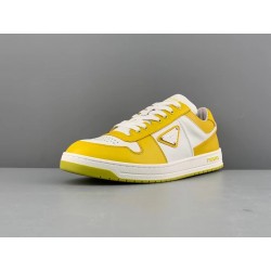 GT Prada Downtown Leather Sneakers White Sun Yellow  2EE364_3LKG_F0A7U