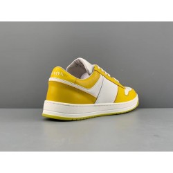 GT Prada Downtown Leather Sneakers White Sun Yellow  2EE364_3LKG_F0A7U