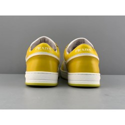 GT Prada Downtown Leather Sneakers White Sun Yellow  2EE364_3LKG_F0A7U