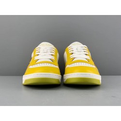 GT Prada Downtown Leather Sneakers White Sun Yellow  2EE364_3LKG_F0A7U