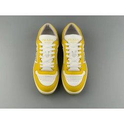 GT Prada Downtown Leather Sneakers White Sun Yellow  2EE364_3LKG_F0A7U