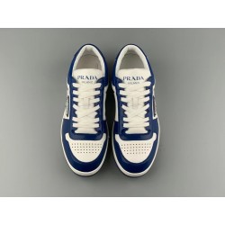 GT Prada Downtown Leather Sneakers White Cobalt Blue 2EE364_3LKG_F098Z