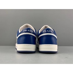 GT Prada Downtown Leather Sneakers White Cobalt Blue 2EE364_3LKG_F098Z