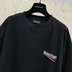 GT Balenciaga POLITICAL CAMPAIGN LONG SLEEVE TEE  T-SHIRT OVERSIZED IN BLACK 681046TKVJ11070