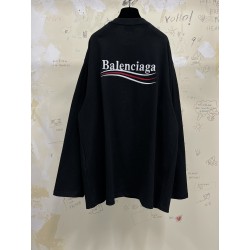 GT Balenciaga POLITICAL CAMPAIGN LONG SLEEVE TEE  T-SHIRT OVERSIZED IN BLACK 681046TKVJ11070