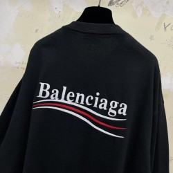 GT Balenciaga POLITICAL CAMPAIGN LONG SLEEVE TEE  T-SHIRT OVERSIZED IN BLACK 681046TKVJ11070