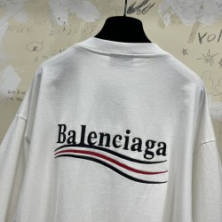 GT Balenciaga POLITICAL CAMPAIGN LONG SLEEVE TEE  T-SHIRT OVERSIZED IN WHITE
