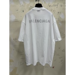 GT Balenciaga Back logo Tee T-Shirt Rhinestones White 641655TNVU31073