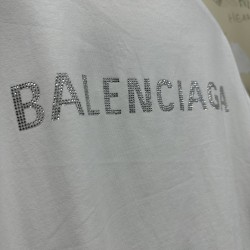 GT Balenciaga Back logo Tee T-Shirt Rhinestones White 641655TNVU31073