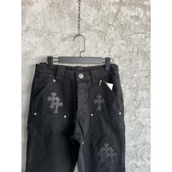 GT Chrome Heart Black Double Knee Pants With 20 Cross Patch