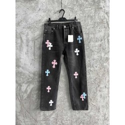 GT Chrome Heart Black Denim With 20 Multicolour Cross Patch