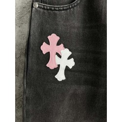 GT Chrome Heart Black Denim With 20 Multicolour Cross Patch