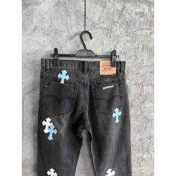 GT Chrome Heart Black Denim With 20 Multicolour Cross Patch