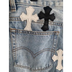 GT Chrome Heart Denim With 34 Multicolour Cross Patch