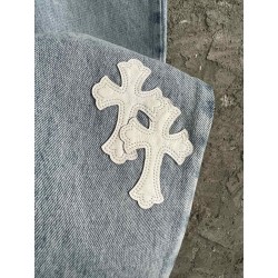 GT Chrome Heart Denim With 19 White Cross Patch